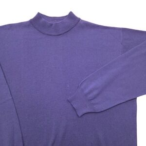 Cortina Italia 100% Merino Wool Mock Neck Sweater Italy Made Blue Mens‎ XXL
